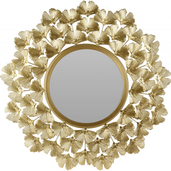 Зеркало настенное круглое в золотой раме из металла
